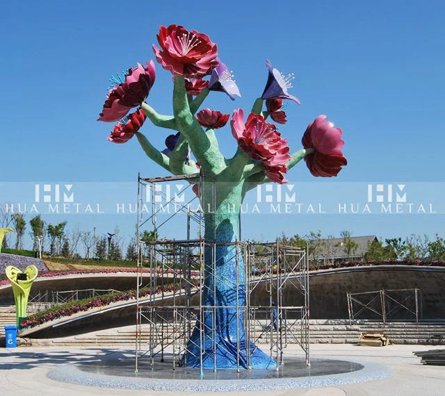 Escultura de tress de mosaico de acero inoxidable